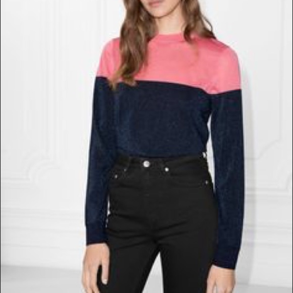 And Other Stories Pink And Blue Knit Top Size M